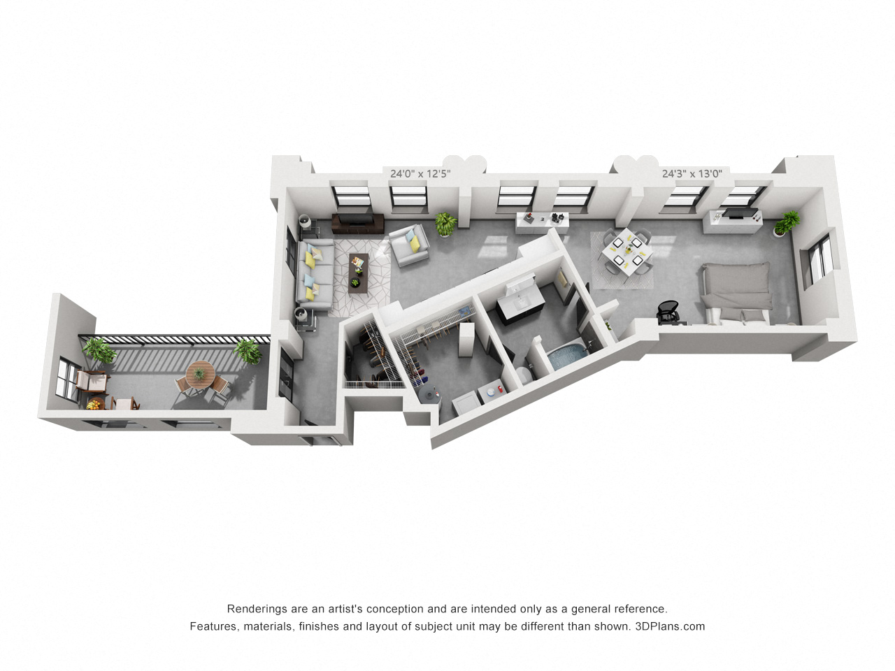Floor plan for 1 bed, 1 bath, 920 sqft